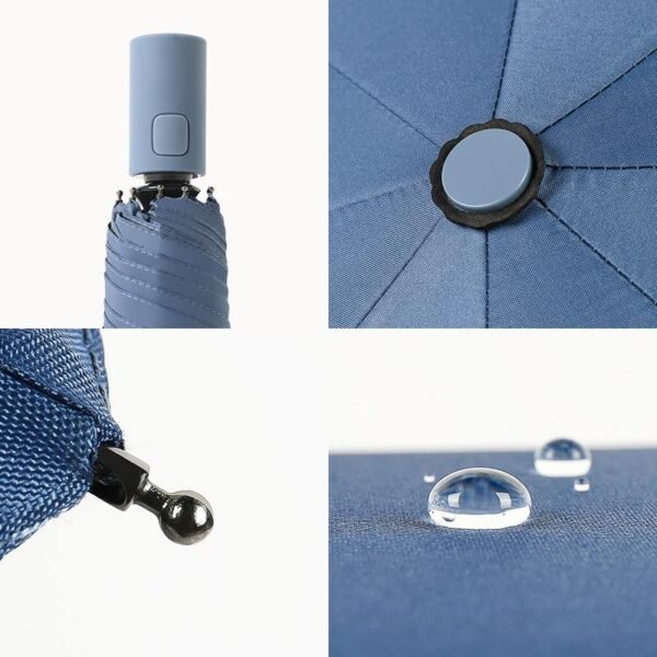 Customizable Logo Printed Adults Travel Umbrella Modern Fully-Automatic Three-Fold Sun Rain Golf Umbrella Wooden Iron